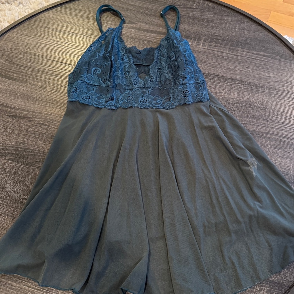 Hunter Green Lace Chemise Lingerie